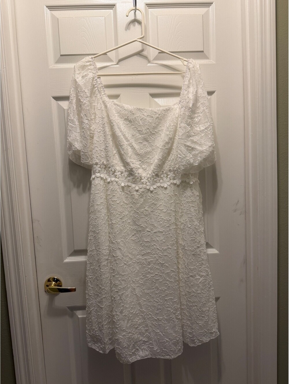 Shein Curve White Lace Square Neck Dress 4XL